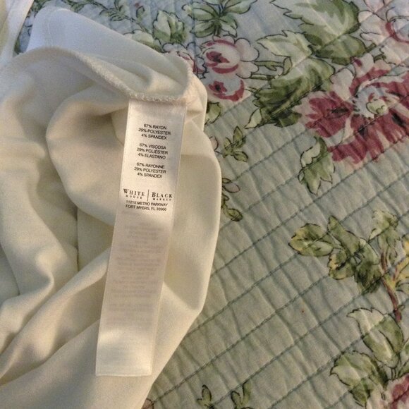 White Draped Neckline  Sleeveless Jersey Top, WHBM - Picture 4 of 5